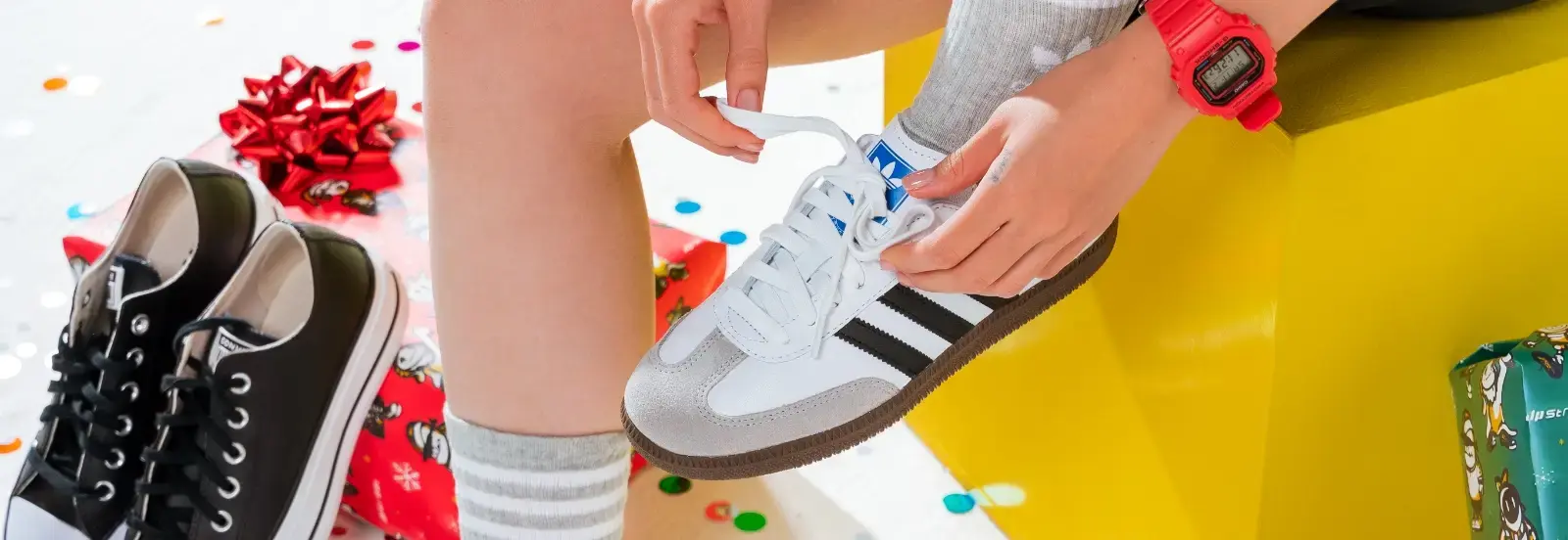 Festive and playful dpstreet Christmas campaign visuals, highlighting bold messaging and vibrant aesthetics