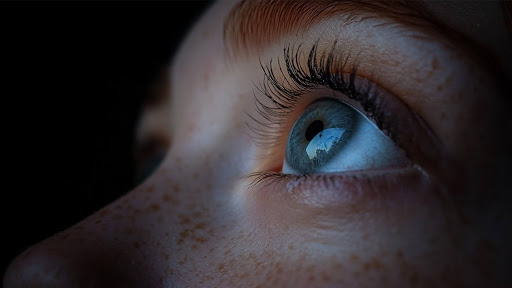 Eye observing AI images